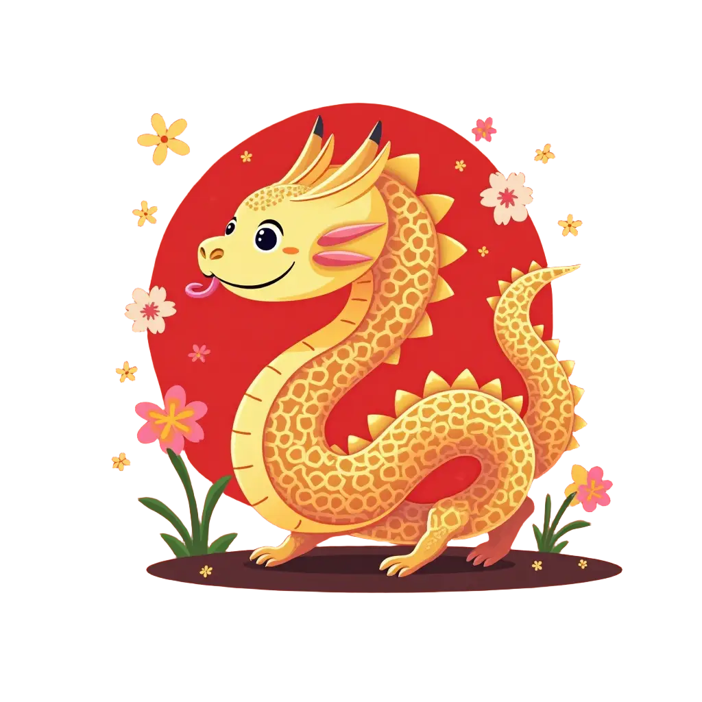 Golden Dragon in a Garden